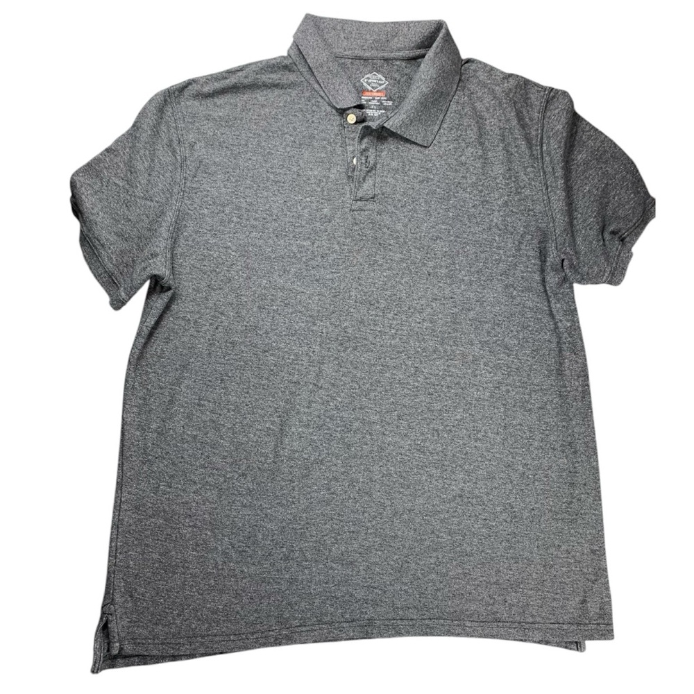 Men's Polo Shirt St. John’s Bay Performance Short Sleeve Grey Black Size XL